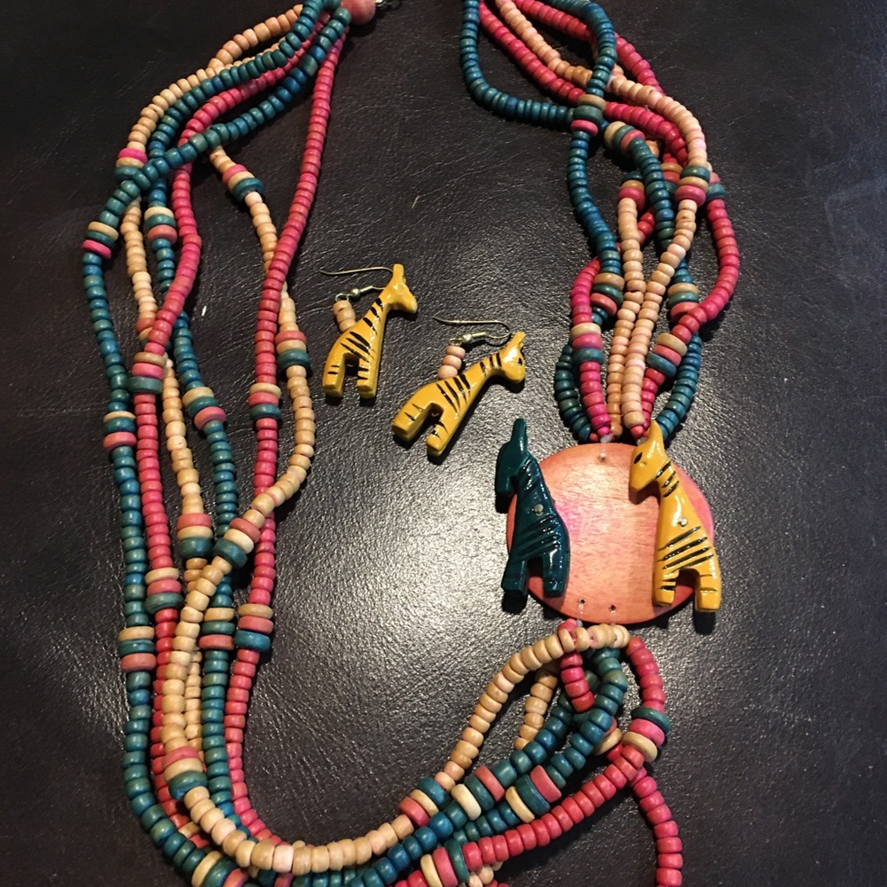 Handmade African inspired necklace and earrings